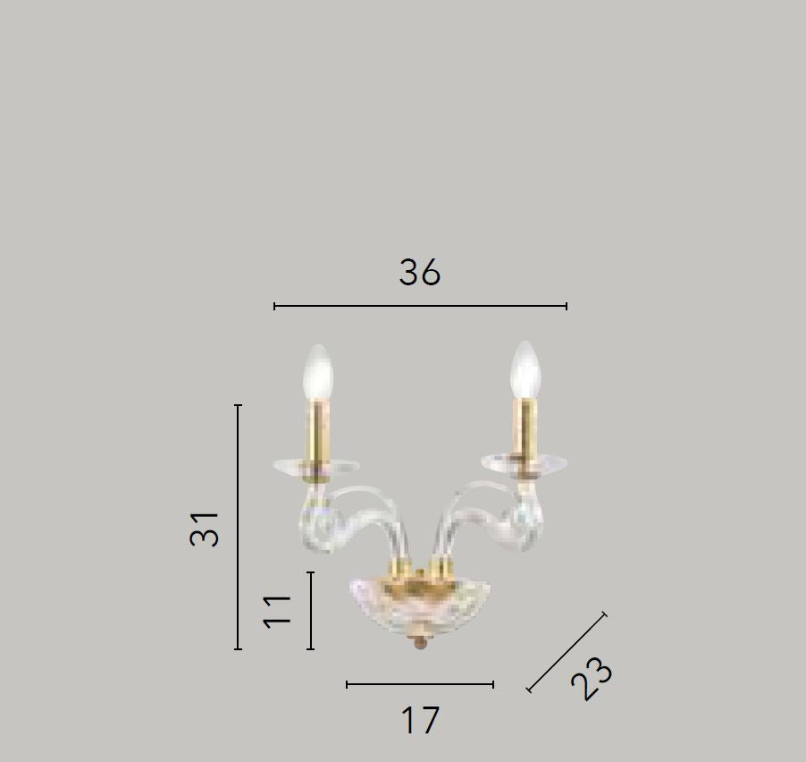 Applique 2 luci in cristallo finitura oro 2XE14 non incl. EPOQUE Applique 2 luci in cristallo finitura oro 2XE14 non incl. EPOQUE
